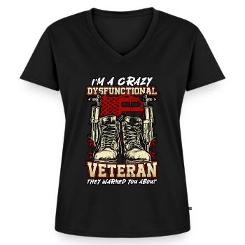 Vétéran dysfonctionnel contre lequel ils vous ont mis en garde - T-shirt encolure en V Premium bio Femme - noir - Devant - AI Model Female 172 light (172cm)