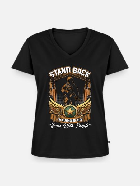 Dysfunktionaler Veteran - Frauen Premium Bio T-Shirt mit V-Ausschnitt - Schwarz