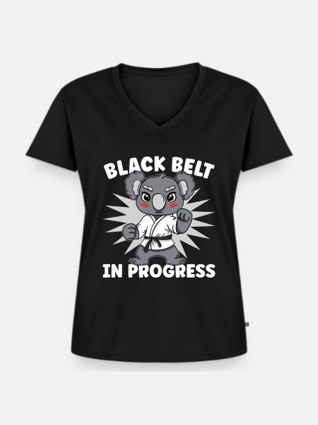 Karate Black Belt - Frauen Premium Bio T-Shirt mit V-Ausschnitt - Schwarz