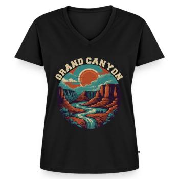 America Grand Canyon Retro - Vintage Adventure - Women's Premium Organic V-neck T-shirt - black - Front - AI Model Female 172 light (172cm)