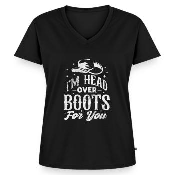 Country - Frauen Premium Bio T-Shirt mit V-Ausschnitt - Schwarz - Vorne - AI Model Female 172 light (172cm)