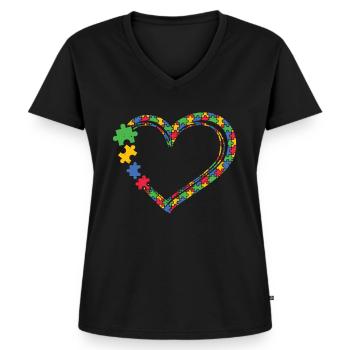 Autisme - Vrouwen Premium Bio T-shirt met V-hals - zwart - Voor - AI Model Female 172 light (172cm)