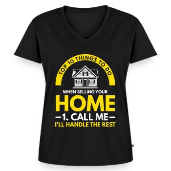 Agent immobilier - T-shirt encolure en V Premium bio Femme - noir - Devant - AI Model Female 172 light (172cm)