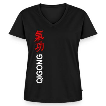 Qigong - Chigong - Frauen Premium Bio T-Shirt mit V-Ausschnitt - Schwarz - Vorne - AI Model Female 172 light (172cm)