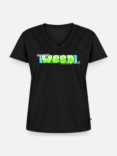 Weed - Graffiti Art - Frauen Premium Bio T-Shirt mit V-Ausschnitt - Schwarz