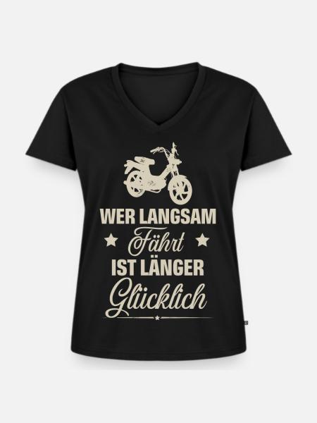 Mofa - Frauen Premium Bio T-Shirt mit V-Ausschnitt - Schwarz