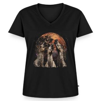 Appaloosa Cheval Lune Hurlante - T-shirt encolure en V Premium bio Femme - noir - Devant - AI Model Female 172 light (172cm)