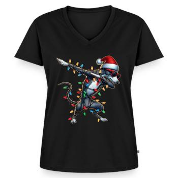 Tupfende Italienischer Windhund Hund Sonnenbrille - Frauen Premium Bio T-Shirt mit V-Ausschnitt - Schwarz - Vorne - AI Model Female 172 light (172cm)