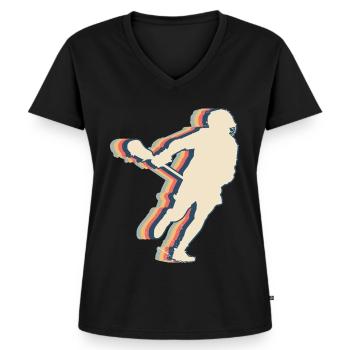 Lacrosse Spieler Trainer Mannschaft Trainer Lax - Frauen Premium Bio T-Shirt mit V-Ausschnitt - Schwarz - Vorne - AI Model Female 172 light (172cm)