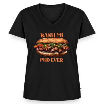 Banh Mi Pho Ever Vietnam Vietnamesisch Essen Asien - Frauen Premium Bio T-Shirt mit V-Ausschnitt - Schwarz - Vorne - AI Model Female 172 light (172cm)