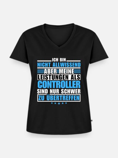 Unübertroffene Leistung als Controller - Frauen Premium Bio T-Shirt mit V-Ausschnitt - Schwarz