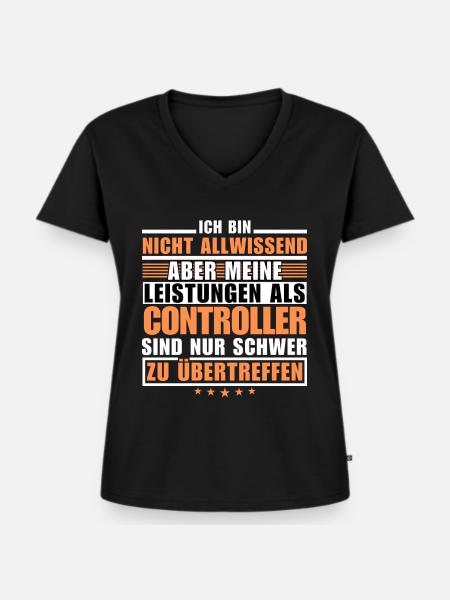 Unübertroffene Leistung als Controller - Frauen Premium Bio T-Shirt mit V-Ausschnitt - Schwarz