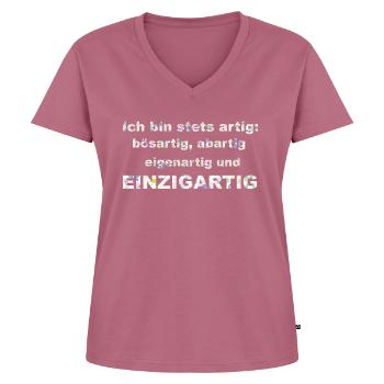 Ich bin artig - Frauen Premium Bio T-Shirt mit V-Ausschnitt - Mauve - Vorne - AI Model Female 172 dark (172cm)