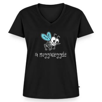 Schwaben Design a Muggaseggele schwäbisch - Frauen Premium Bio T-Shirt mit V-Ausschnitt - Schwarz - Vorne - AI Model Female 172 light (172cm)