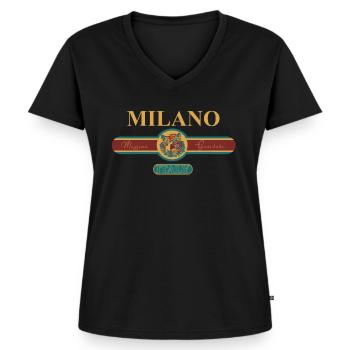 Mailand Milan Milano Italien Italienisch Stadt - Frauen Premium Bio T-Shirt mit V-Ausschnitt - Schwarz - Vorne - AI Model Female 172 light (172cm)