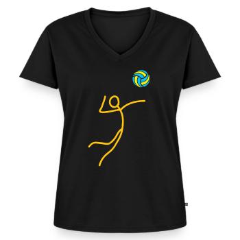 Volley-cadeau beach plage salle de salle équipe - T-shirt encolure en V Premium bio Femme - noir - Devant - AI Model Female 172 light (172cm)