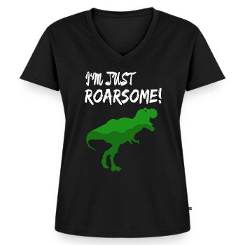 T-Rex - Frauen Premium Bio T-Shirt mit V-Ausschnitt - Schwarz - Vorne - AI Model Female 172 light (172cm)
