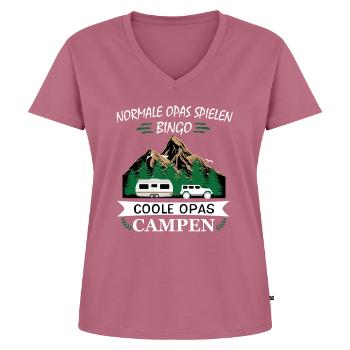 Cool Opas Camping Camping Opa Camping Holidays - Women's Premium Organic V-neck T-shirt - mauve - Front - AI Model Female 172 dark (172cm)