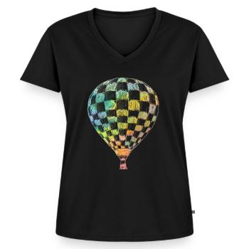 Ballon - retro - Frauen Premium Bio T-Shirt mit V-Ausschnitt - Schwarz - Vorne - AI Model Female 172 light (172cm)
