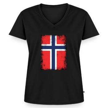 Norway Flag Norwegian Flag Vintage Norway - Women's Premium Organic V-neck T-shirt - black - Front - AI Model Female 172 light (172cm)