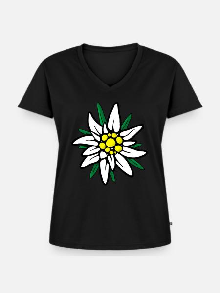 Edelweiß Edelweiss Alpen-Edelweiß - T-shirt encolure en V Premium bio Femme - noir