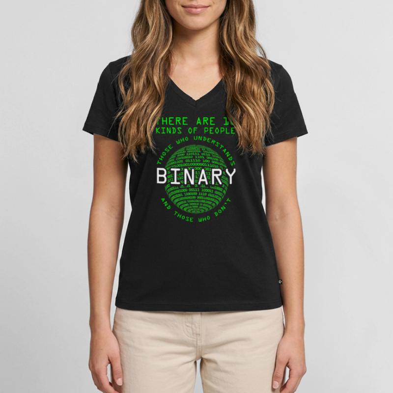 Programmeur Codeur Informaticien Nerd Geek Binary T-shirt encolure en V Premium bio Femme