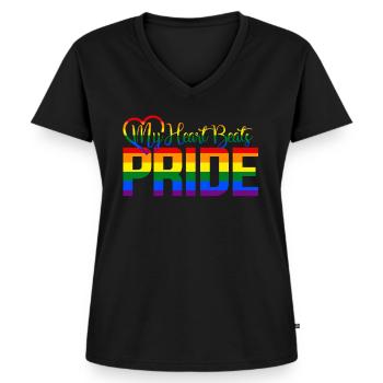 Pride - Frauen Premium Bio T-Shirt mit V-Ausschnitt - Schwarz - Vorne - AI Model Female 172 light (172cm)