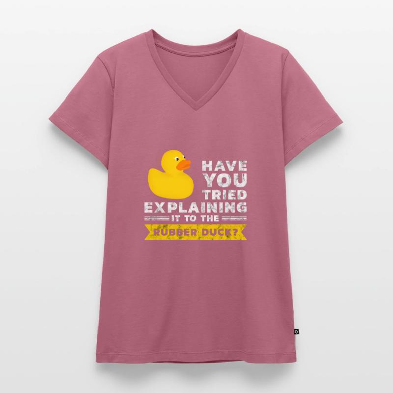 Programmer rubber duck debug Women's Premium Organic V-neck T-shirt