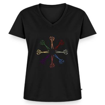 Friseur Frisör Friseurin Frisörin Friseuse - Frauen Premium Bio T-Shirt mit V-Ausschnitt - Schwarz - Vorne - AI Model Female 172 light (172cm)