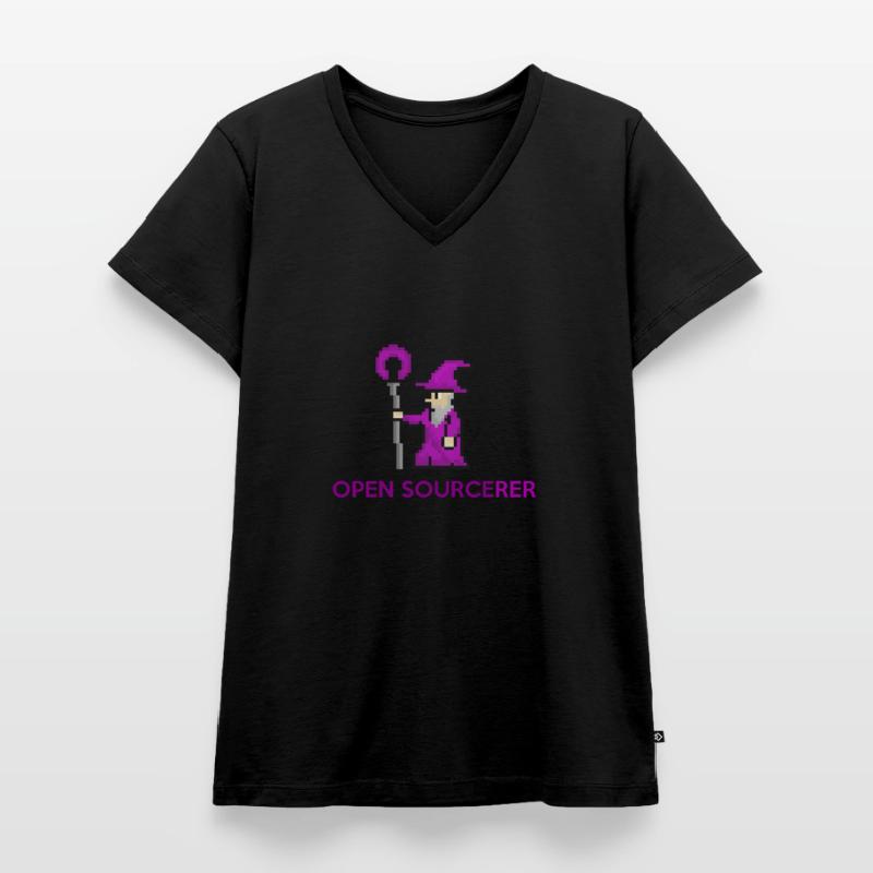 Tee-shirt programmeur sorcier open source T-shirt encolure en V Premium bio Femme