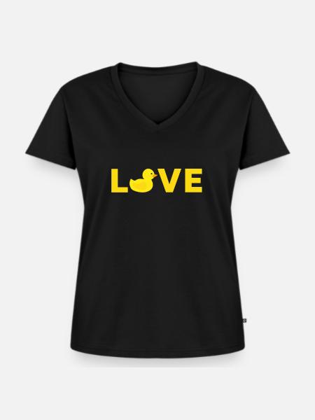 Badeente Gummiente - Frauen Premium Bio T-Shirt mit V-Ausschnitt - Schwarz