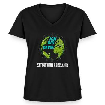 Ich Bin Dabei! Extinction Rebellion Natur - Frauen Premium Bio T-Shirt mit V-Ausschnitt - Schwarz - Vorne - AI Model Female 172 light (172cm)