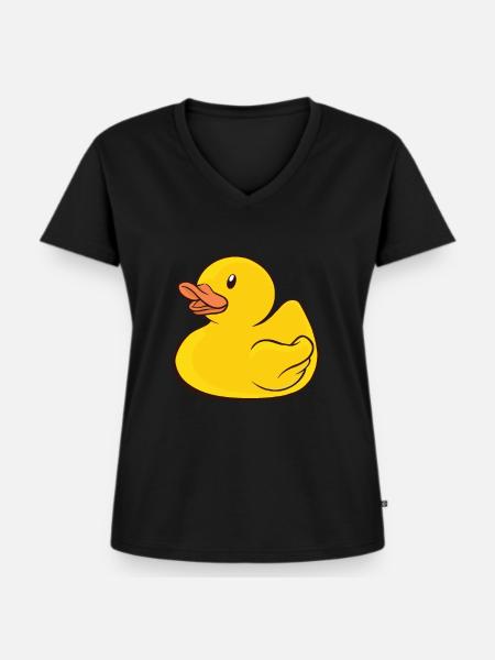 Badeente Gummiente - Frauen Premium Bio T-Shirt mit V-Ausschnitt - Schwarz