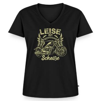 Leise Ist Scheiße - Frauen Premium Bio T-Shirt mit V-Ausschnitt - Schwarz - Vorne - AI Model Female 172 light (172cm)