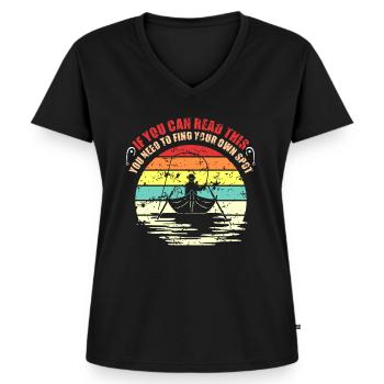 Cadeau pêcheur pêcheur - T-shirt encolure en V Premium bio Femme - noir - Devant - AI Model Female 172 light (172cm)