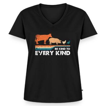 Vegan Statement - Frauen Premium Bio T-Shirt mit V-Ausschnitt - Schwarz - Vorne - AI Model Female 172 light (172cm)