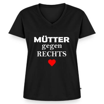 Mütter gegen Rechts Anti Rassismus FCK AFD Nazis - Frauen Premium Bio T-Shirt mit V-Ausschnitt - Schwarz - Vorne - AI Model Female 172 light (172cm)
