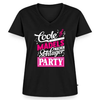 Schlager Frau - Frauen Premium Bio T-Shirt mit V-Ausschnitt - Schwarz - Vorne - AI Model Female 172 light (172cm)