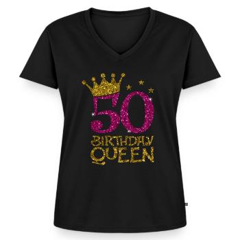 50 Birthday Queen Bday - Women's Premium Organic V-neck T-shirt - black - Front - AI Model Female 172 light (172cm)