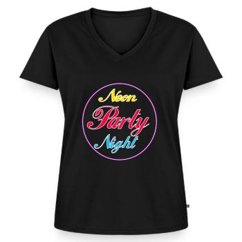 Neon party UV night shirt for celebrating as a gift - Women's Premium Organic V-neck T-shirt - black - Front - AI Model Female 172 light (172cm)