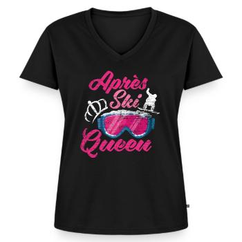 Après Ski - Frauen Premium Bio T-Shirt mit V-Ausschnitt - Schwarz - Vorne - AI Model Female 172 light (172cm)
