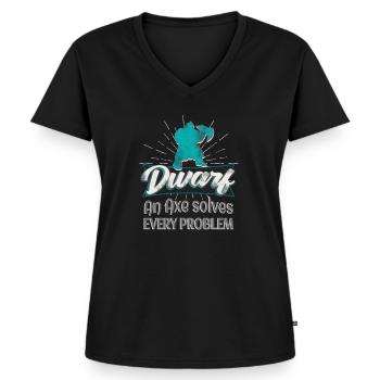 Zwerg RPG Charakter Rollenspiel - Frauen Premium Bio T-Shirt mit V-Ausschnitt - Schwarz - Vorne - AI Model Female 172 light (172cm)