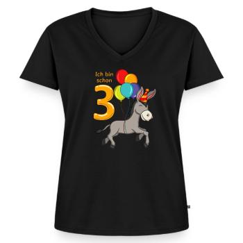 3 Jahre Esel Geburtstag - Frauen Premium Bio T-Shirt mit V-Ausschnitt - Schwarz - Vorne - AI Model Female 172 light (172cm)