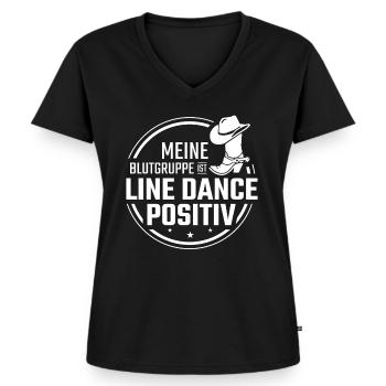 Linedance Geschenk - Frauen Premium Bio T-Shirt mit V-Ausschnitt - Schwarz - Vorne - AI Model Female 172 light (172cm)