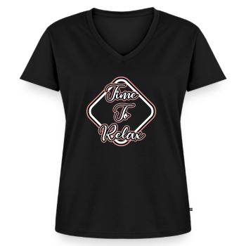 Spruch - Frauen Premium Bio T-Shirt mit V-Ausschnitt - Schwarz - Vorne - AI Model Female 172 light (172cm)
