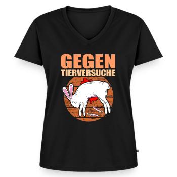 Gegen Tierversuche Abschaffen Tierschützer - Frauen Premium Bio T-Shirt mit V-Ausschnitt - Schwarz - Vorne - AI Model Female 172 light (172cm)