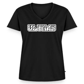 Ultras - Women's Premium Organic V-neck T-shirt - black - Front - AI Model Female 172 light (172cm)