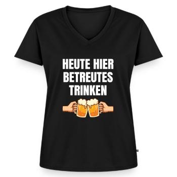 Heute hier betreutes Trinken Mallorca Geschenk - Frauen Premium Bio T-Shirt mit V-Ausschnitt - Schwarz - Vorne - AI Model Female 172 light (172cm)