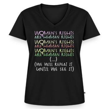 Frauenrechte, Menschenrechte, Gleichberechtigung - Frauen Premium Bio T-Shirt mit V-Ausschnitt - Schwarz - Vorne - AI Model Female 172 light (172cm)
