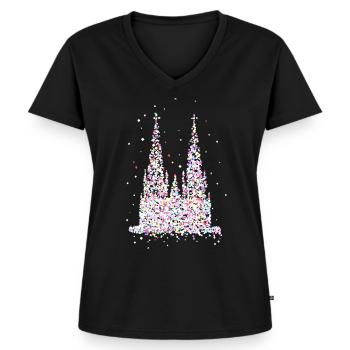 Kölner Dom - Frauen Premium Bio T-Shirt mit V-Ausschnitt - Schwarz - Vorne - AI Model Female 172 light (172cm)